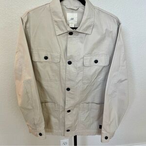 H&M Cotton Twill Cargo Workwear Shirt Jacket Tan / Cream / Beige - Men’s Medium
